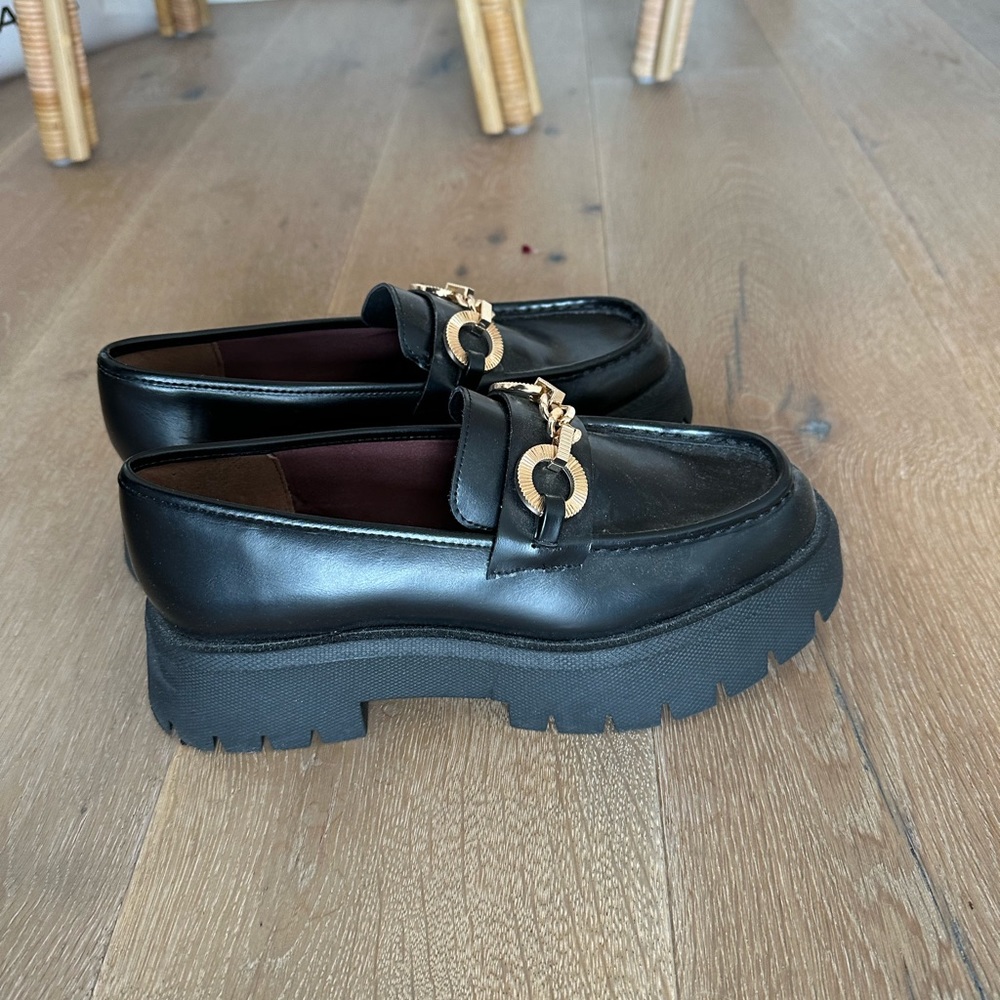 Zara Size 39 Leather Lug Sole Loafers - worn once